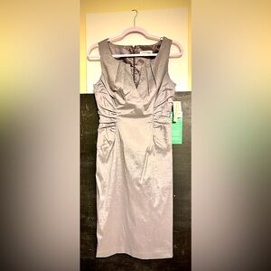 NWT Simply Liliana Formal Silver Taupe-ish Metallic Sheath Dress❣️
